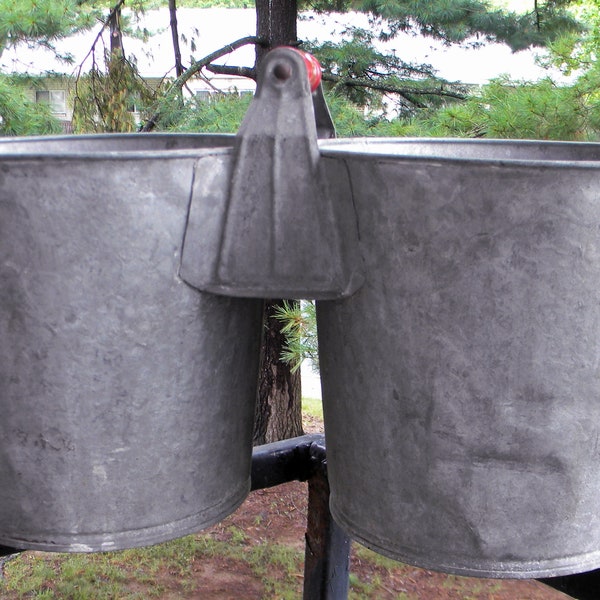 Vintage Nesco Galvanized Double Bucket / Pail - Vintage Bucket - Farmhouse Kitchen Decor