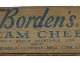 Vintage Wood Cheese Box - Borden's Cream Cheese Box - Farmhouse Kitchen