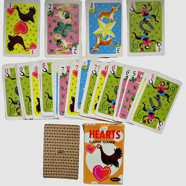 Vintage Hearts Card Game  - Scrapbooking - Mixed Media - Collage - Altered Art Supply