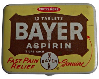 Vintage Bayer Aspirin Tin -  Vintage Medicine Tin - Pharmaceutical Tin - Drug Store Tin
