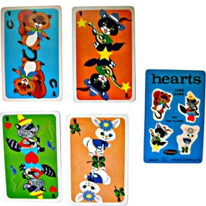 Vintage Hearts Card Game  - Whitman Hearts Card Deck - Scrapbooking - Collage