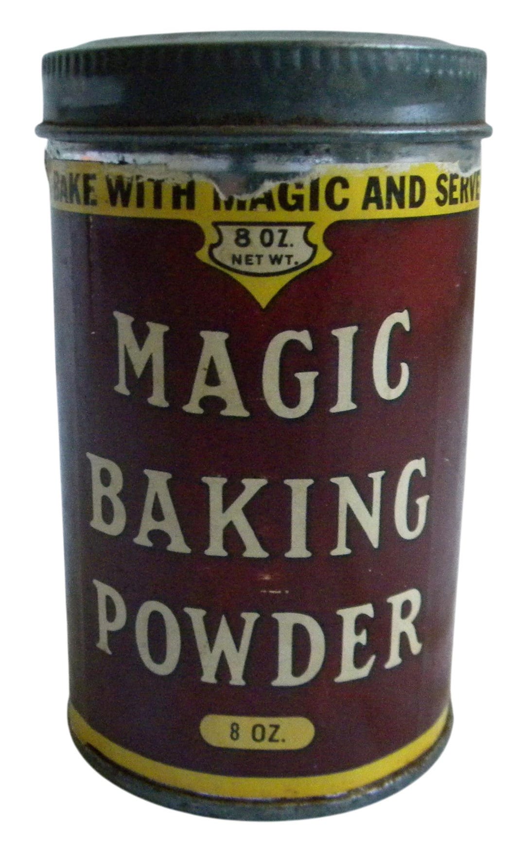 Vintage Magic Baking Powder Tin - Farmhouse Kitchen - Paper Label Tin ...