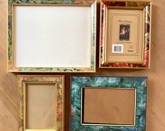 2 Vintage Wood Rectangular Frames Photo Picture Embroidery Wedding Frames Mid Century Art Lot Gallery Wall Hangings Frames