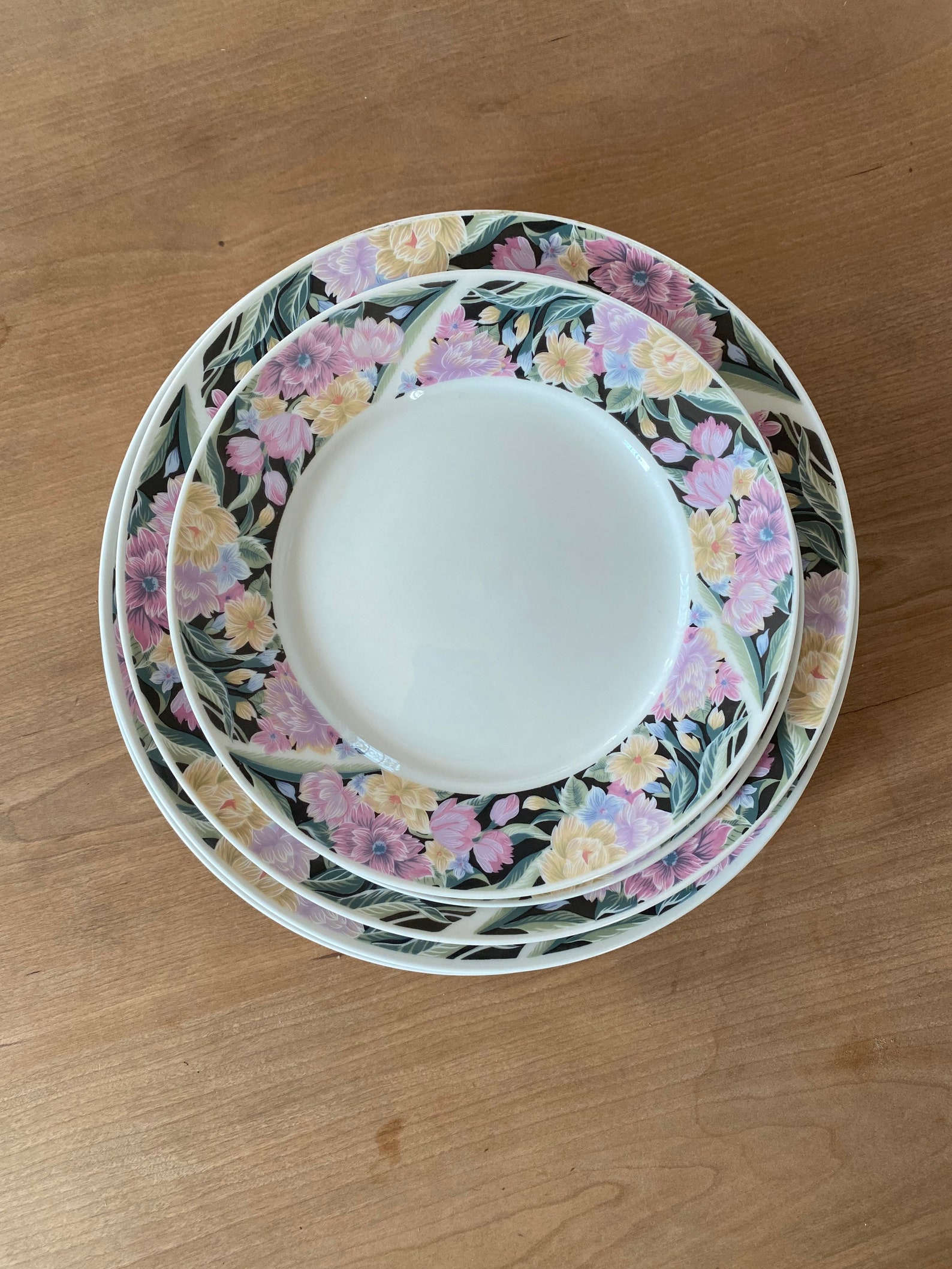 China Pearl Stoneware Floral Rim Dinnerware China Pearl Etsy