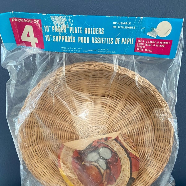 Wicker paper plates holders etsy