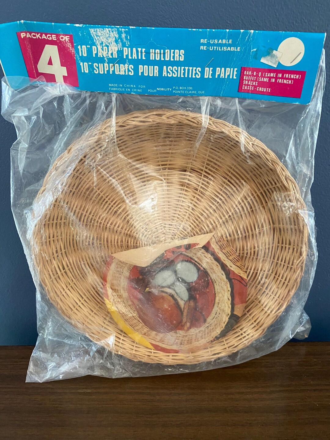 4 Wicker Paper Plate Holders Under Plates Wicker Great for Picnics and