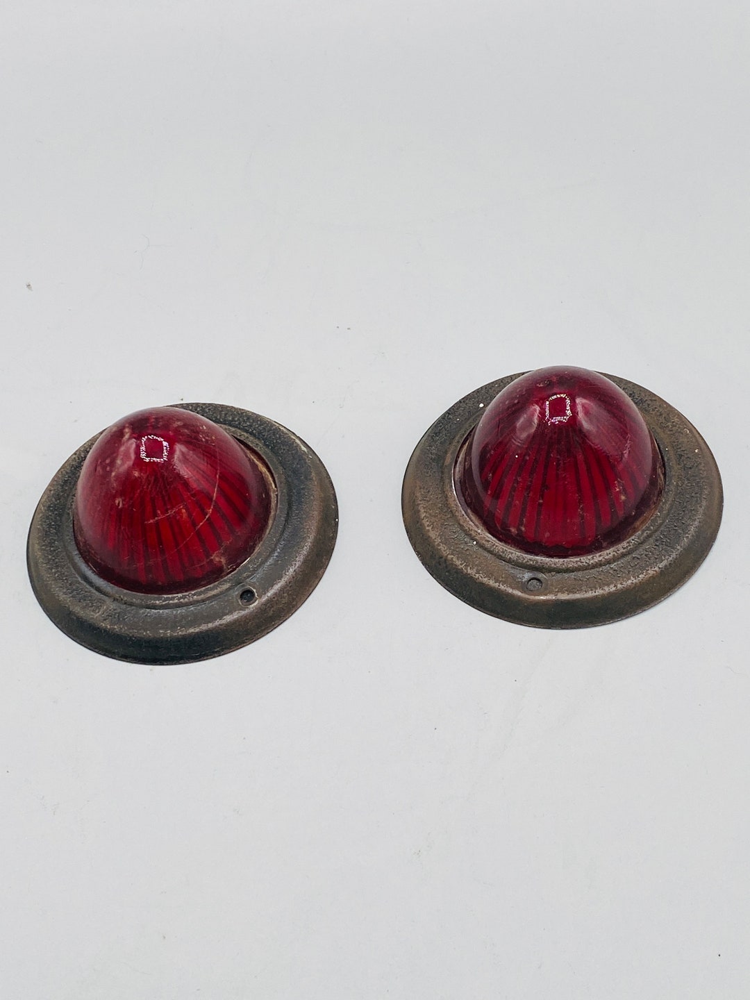 Retro Rv Parts 50s Camper Trailer Brake Light Glass Covers and Mountings Vintage ...