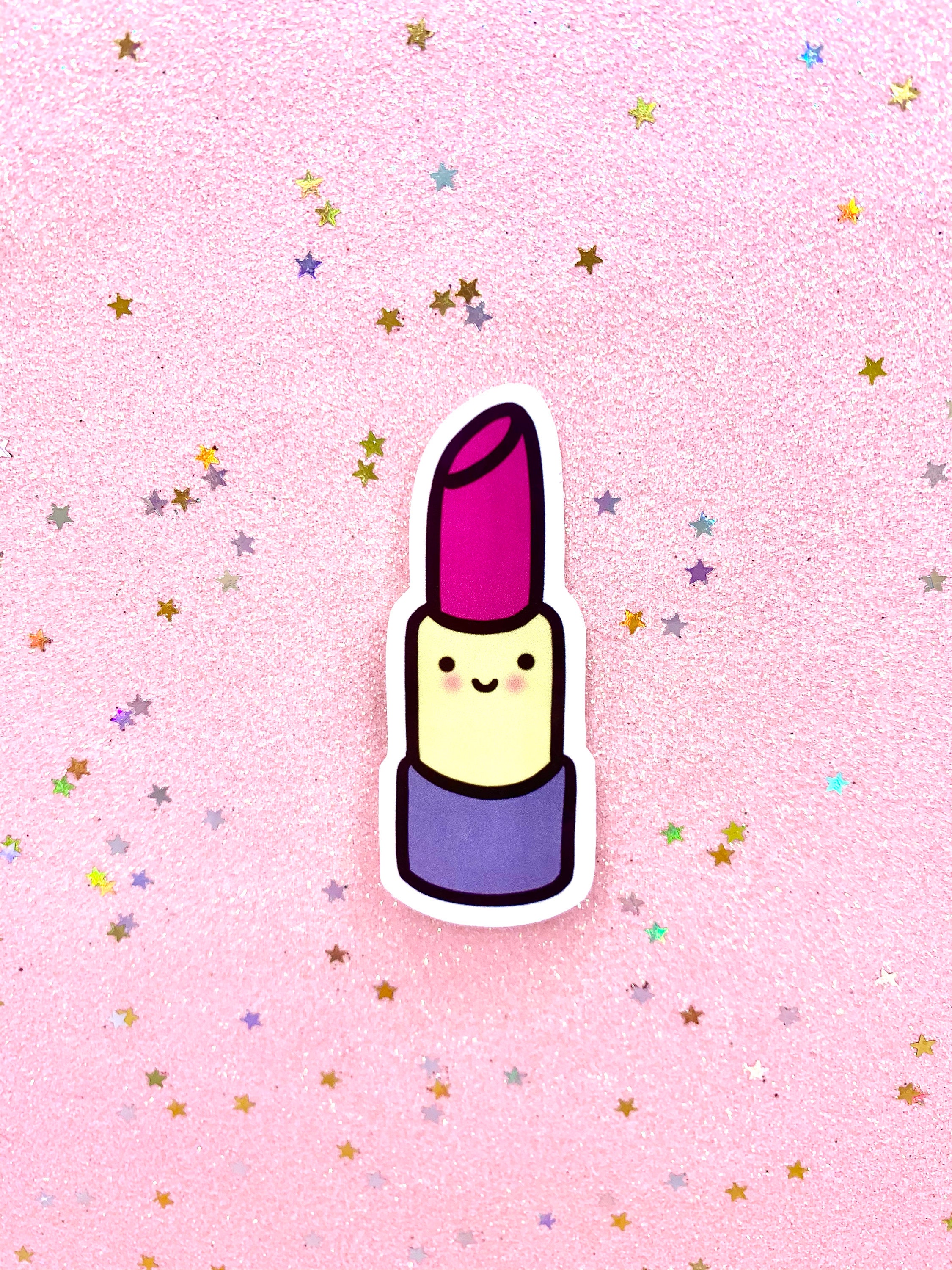 Kawaii Cute Pink Lipstick Stickers Makeup Stickers Cosmetic | Etsy