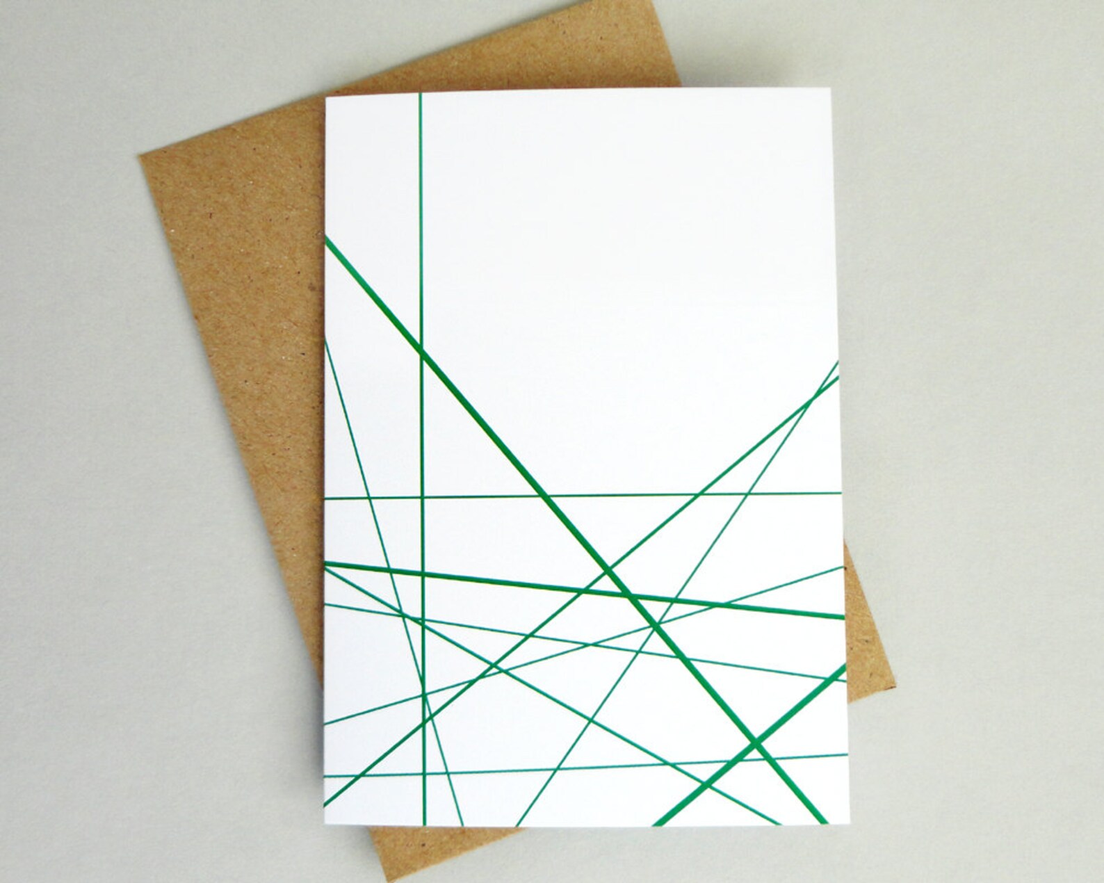 Geometric Card Green Lines Greeting Card Just Because Card Etsy Sweden
