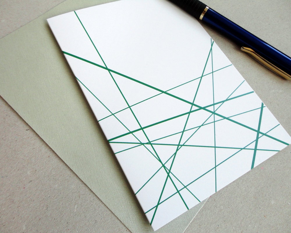 Geometric Card Green Lines Greeting Card Just Because Card Etsy Sweden