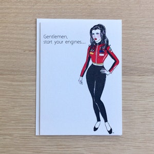 Chivalry NASCAR Man School Feminist, cartão de felicitações de papel, só porque, cartão de humor em branco, sentindo sua falta, a qualquer hora, papelaria