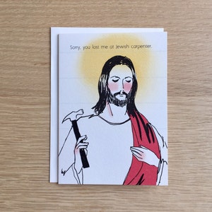 Divertente Agnostico Ateo Cartolina di Natale, Ebreo Gesù Carpentiere Carta, Natale Sarcastico Cinico, Carta Snarky, Blasfemia