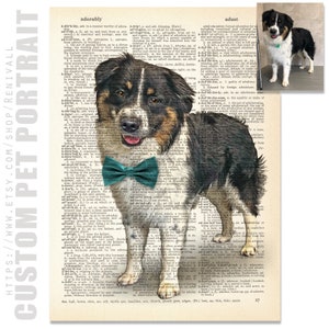 Custom Pet Portrait from photo, Art Print dictionary, Personalized Gift Idea for Pets & Pet Lovers, Custom gifts for writers, Custom Pet Art