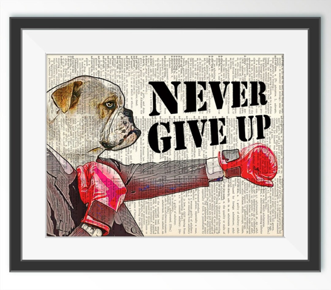English Bulldog Boxer Dictionary Art Print Motivational Etsy