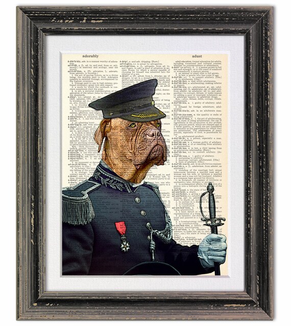 Boxer Dog Officer Dictionary art print Page book Gift ideas Etsy