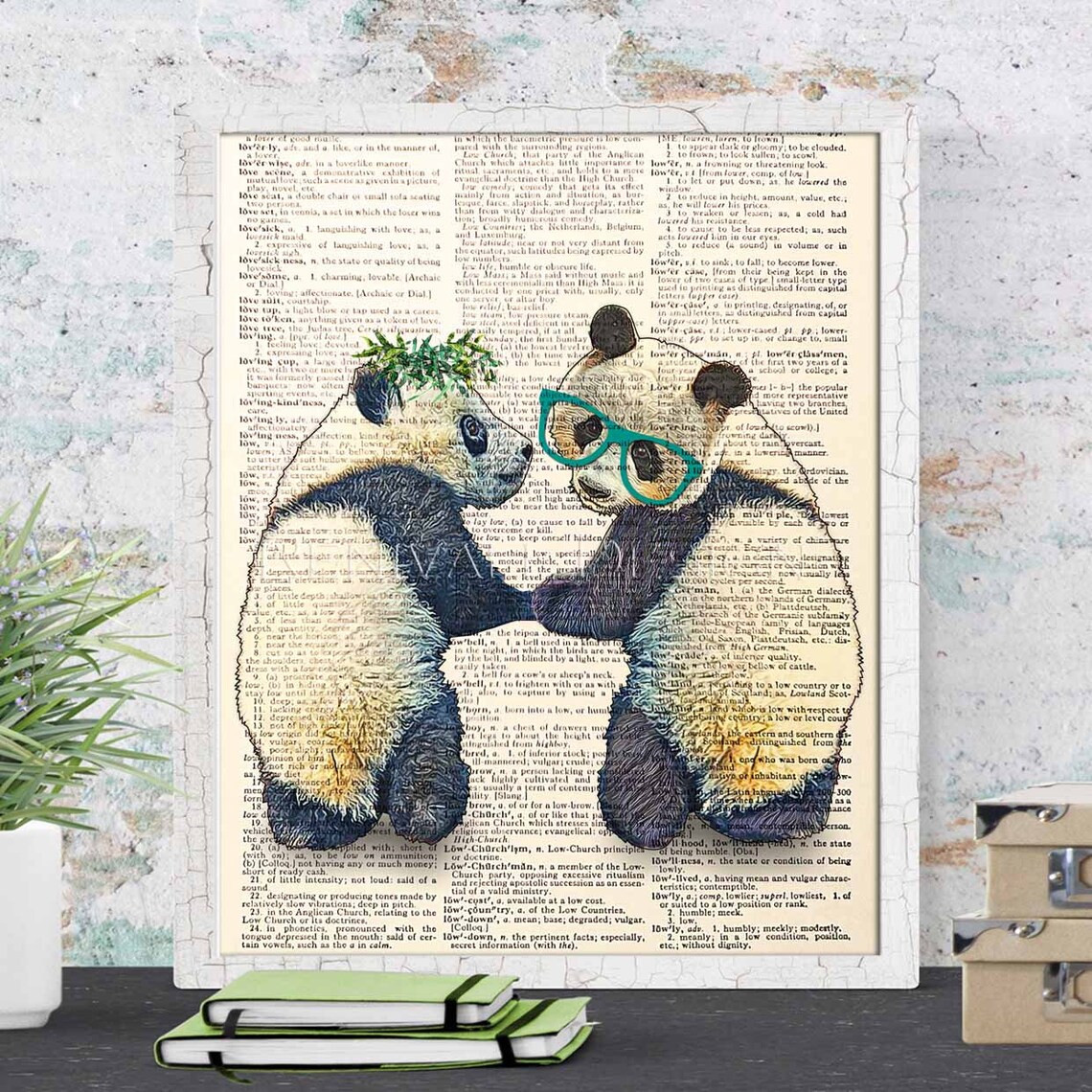 Vrienden Panda s Dictionary Art Print Cadeau Voor Panda Etsy