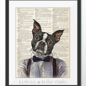 Boston Terrier Art, Dictionary art print, Dog decor, Boston terrier lover gift, Gift idea for book lovers , Wall art home decor