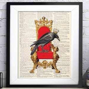 Rabe Crow Kunstdruck, Wörterbuch Kunstdruck, Geburtstagsgeschenk, Geschenkideen für Schriftsteller und Buchliebhaber, Wall Art Decor