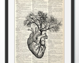 Tree of Life, Dictionary Art Print, Gift ideas for book lovers, Page book, Original illustration, Wall Art Wall Decor Wall Hanging