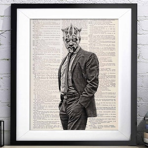 Darth Maul black & white prints wall art, Star Wars Art Print, Darth Vader Poster, Gift idea for book lovers, Star War gifts men