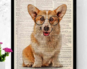 Pembroke Welsh Corgi Dog Art Print, Dictionary art print, Gift ideas for book lovers, Dog Lover Gift, dog decor for home, Wall, Home Decor