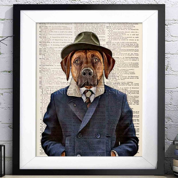 Rhodesian Ridgeback Art Print, Dictionary art print, Gift ideas for book lovers, Gift for a Husband, Dog Lover Gift, Wall Decor, Home Decor