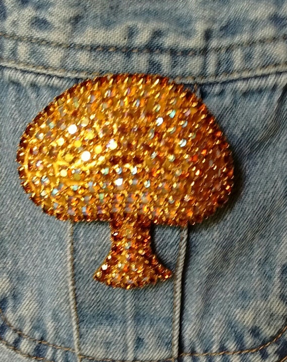 Mushroom Pin Gorgeous Rhinestone Vintage Mushroom