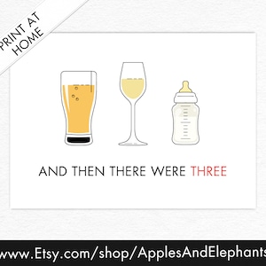 Pregnancy Announcement Baby and Bottles Instant Download Card