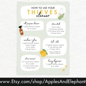 Thieves Cleaner-receptenkaart, hoe je je Young Living Thieves Cleaner gebruikt, direct downloaden