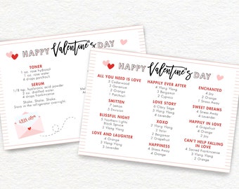 Valentine's Day Happy Mail Essential Oils Recipe Card, Instant Download