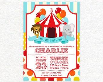 First Birthday Party Circus Invitation, Carnival Birthday Party Theme