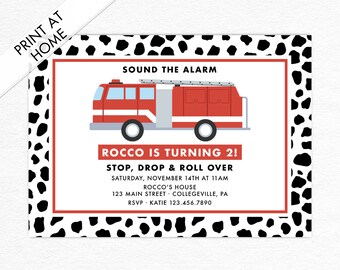 Fire Truck Birthday Party Invitation