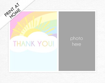 Pastel Rainbow Birthday Download and Print Invitation with Photo