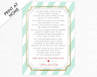 New Baby Pregnancy Announcement Poem, Gender Neutral New Baby Card