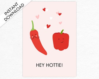 Hey Hottie Funny Instant Download Valentine's Day Card