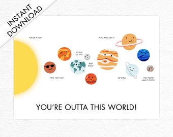 You're Outta This World Solar System Valentine's Day Card