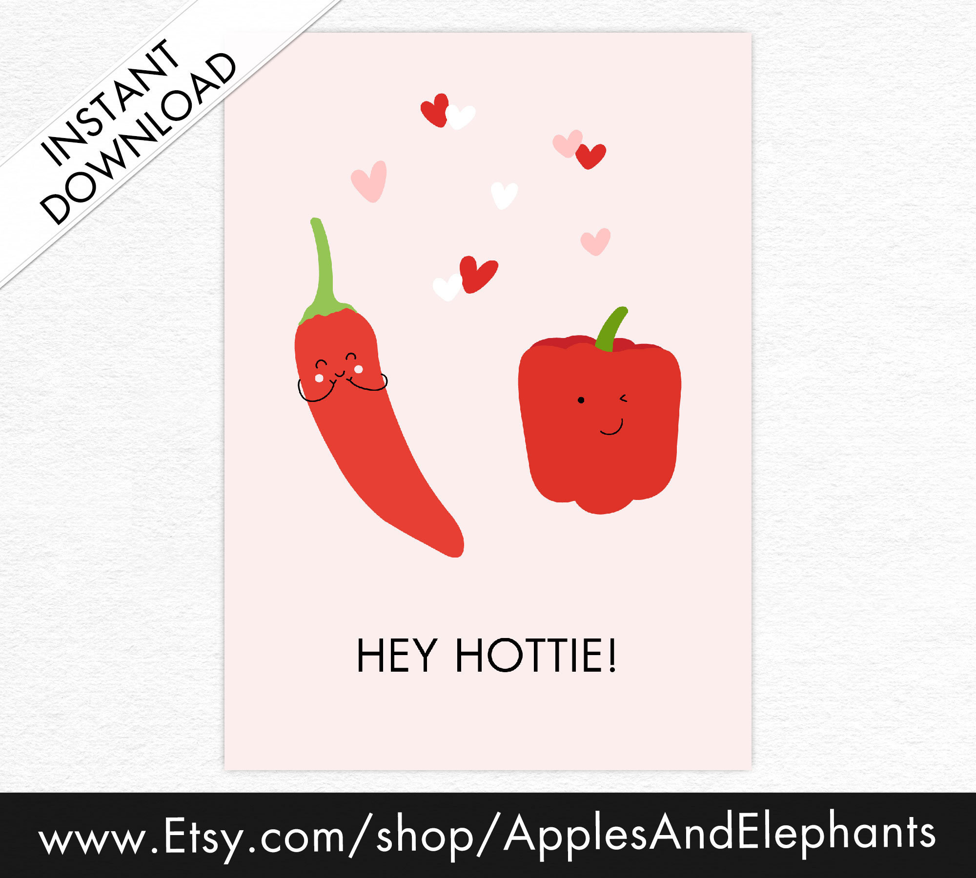 Hey Hottie Funny Instant Download Valentine's Day Card - Etsy