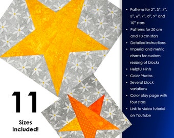 Pattern: Simple 5-Pointed Star Block (11 Sizes included)