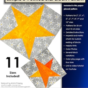 Pattern: Simple 5-Pointed Star Block (11 Sizes included)