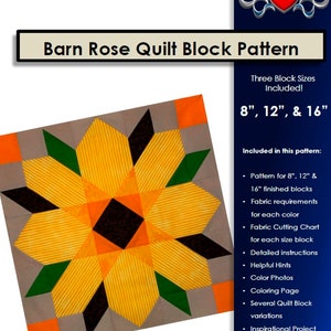 Digital Pattern: Barn Sunflower Quilt Block Pattern