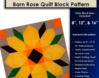 Digital Pattern: Barn Sunflower Quilt Block Pattern