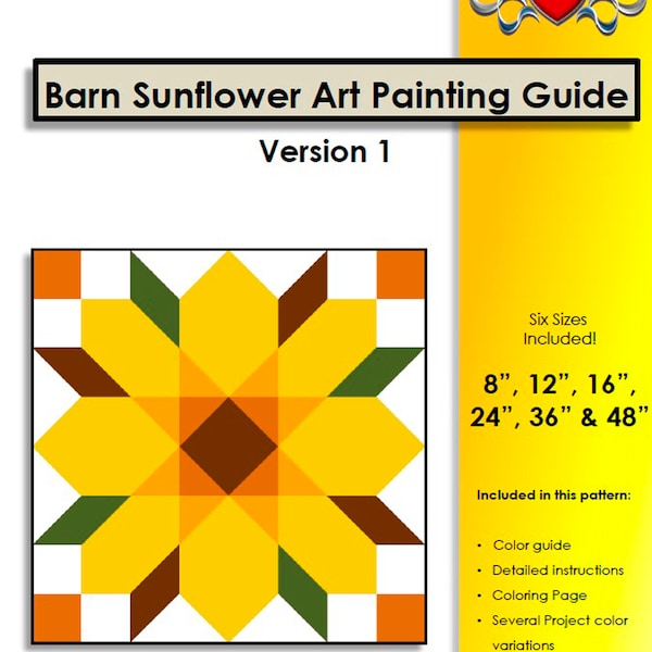 Digital Pattern: Barn Sunflower Version 1 Painting Guide