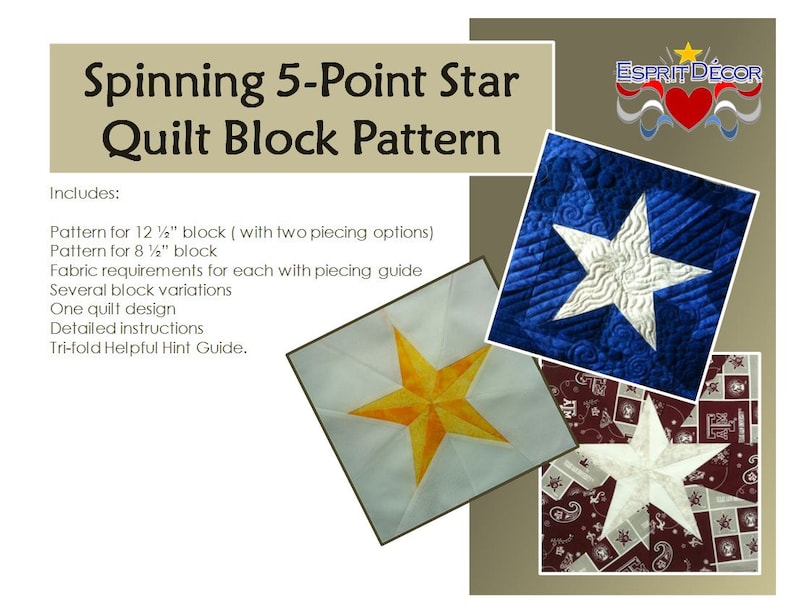 Pattern: Spinning 5-Point Star Quilt Block image 6