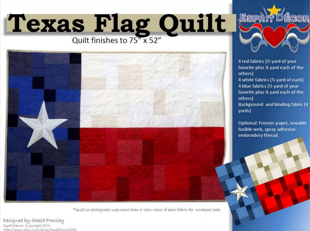 Pattern Texas Flag Quilt Etsy