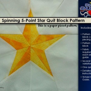 Pattern: Spinning 5-Point Star Quilt Block image 1