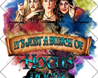 Hocus Pocus, Sanderson Sisters, Halloween Template for Sublimation DTG Screen Printing, PNG Instant Digital Download
