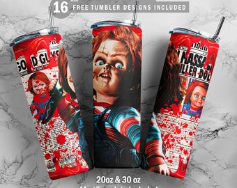 Horror Movie 20oz & 30oz Skinny Tumbler, Mug Template for Sublimation, Tumbler Wrap, PNG Instant Digital Download