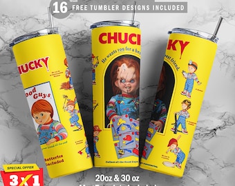 Horror Movie 20oz & 30oz Skinny Tumbler, Mug Template for Sublimation, Tumbler Wrap, PNG Instant Digital Download