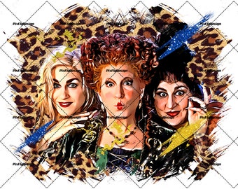 Hocus Pocus, Sanderson Sisters, Halloween Template for Sublimation DTG Screen Printing, PNG Instant Digital Download