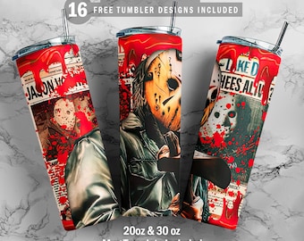 Horror Movie 20oz & 30oz Skinny Tumbler, Mug Template for Sublimation, Tumbler Wrap, PNG Instant Digital Download